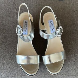 Jimmy Choo wedge sandals, silver